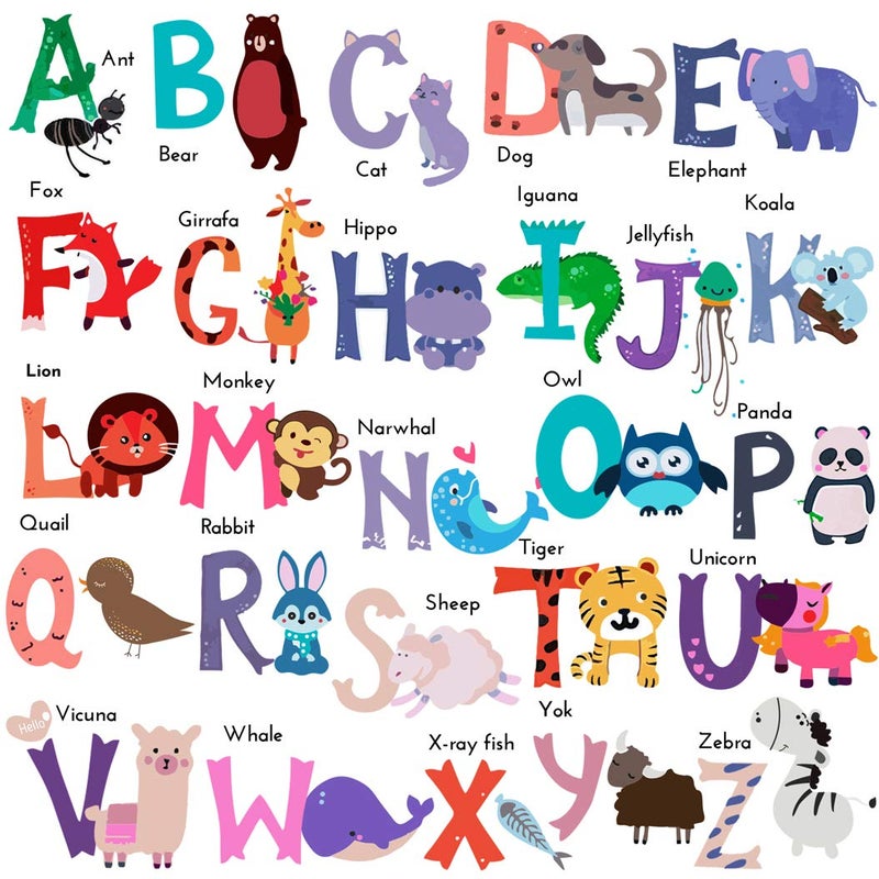 DEKOSH Animal Alphabet Wall Decals for Baby Nursery | Peel & Stick ABC Stickers for Toddlers - Image 1